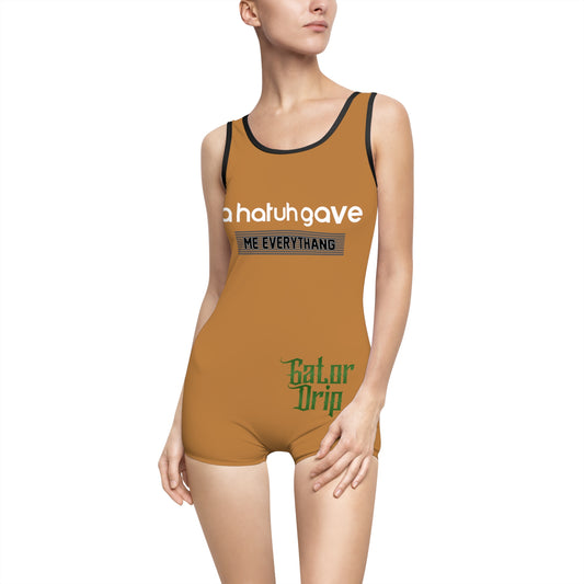 Light Brown Flawdawear x Gator Drip "A Hatuh Gave Me Everythang" Limited Edition OG Vintage Flawda Mane Lady Playuh Swimsuit