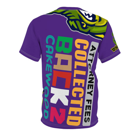 Purple Flawdawear Limited Edition OG Rich Daddy “Attorney Fees Collected Back 2 Cakewood” Unisex Cut & Sew Playuz Tee