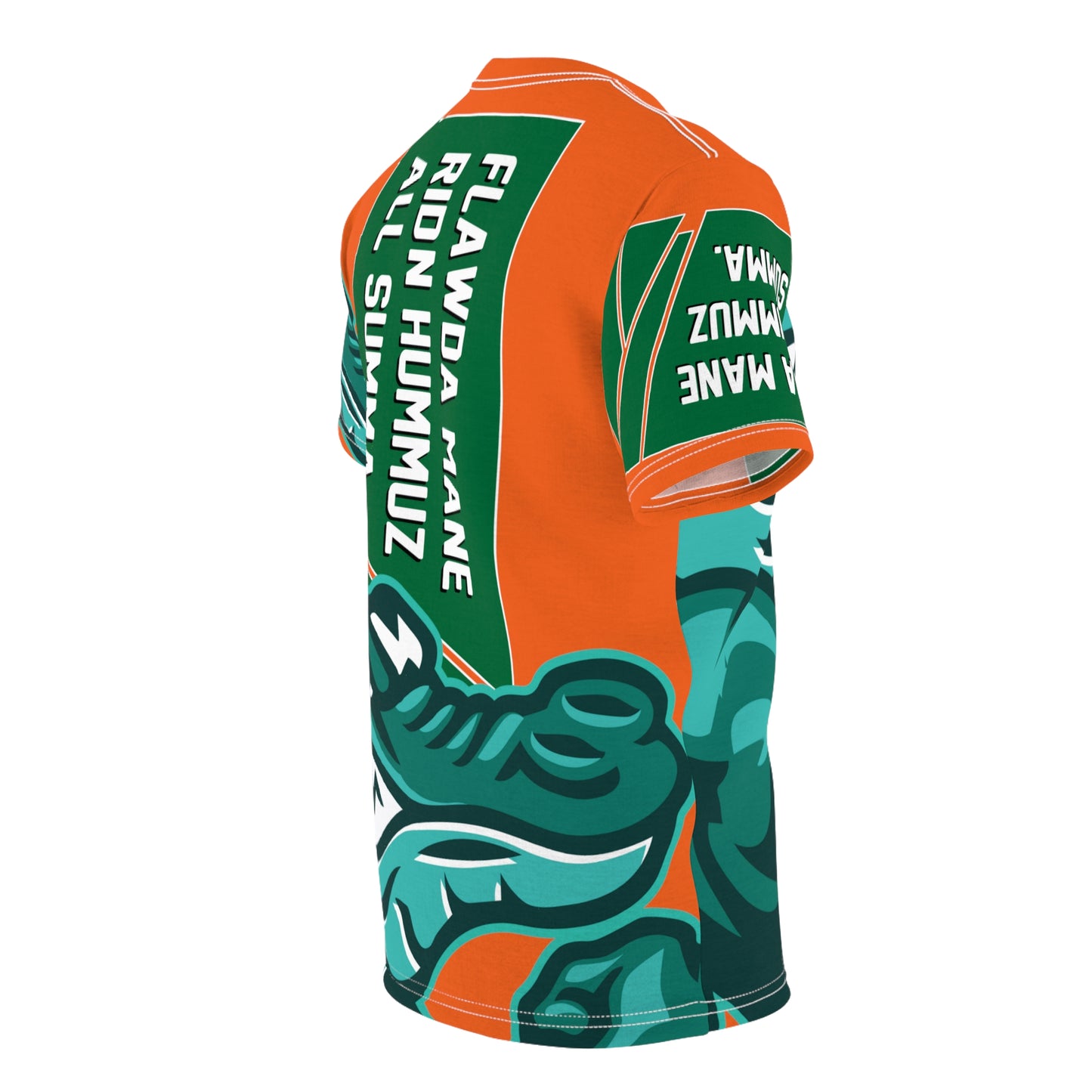 Orange Flawdawear Limited Edition OG Flawda Mane “Flawda Mane Ridn Hummuz All Summa.” Unisex Cut & Sew Playuz Tee