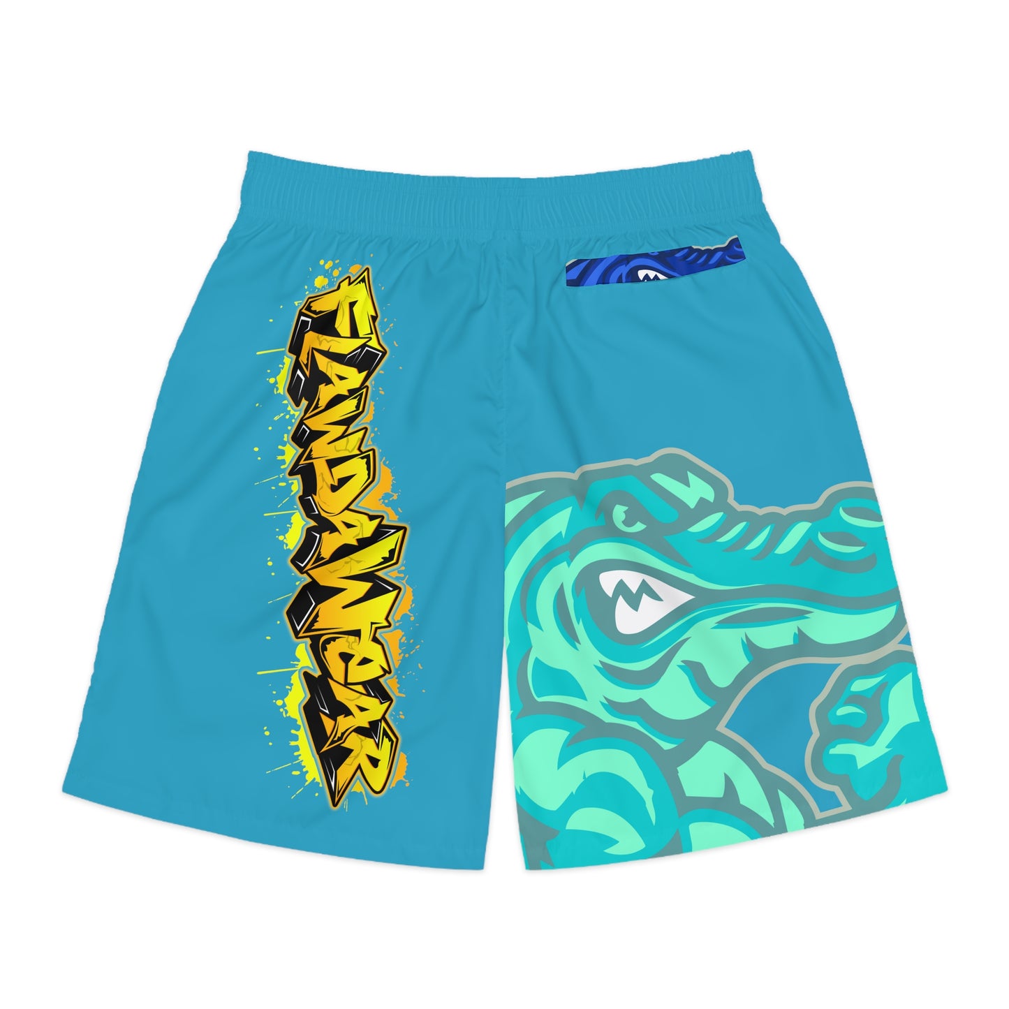 Turquoise Flawdawear Limited Edition OG Flawda Mane “My Piece Stand Out Like A Sailboat” Men’s Jogguz Playuz Shorts