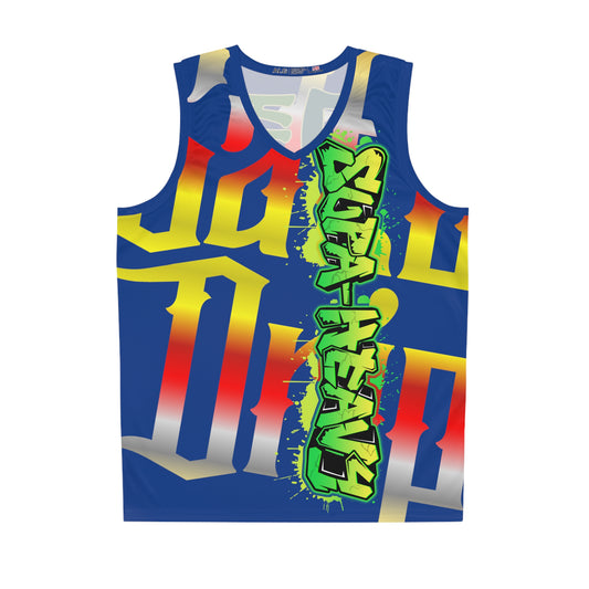Blue Gator Drip Exclusive Supa-Heavy Excess-Stunna Hypa-Flex Limited Edition OG Flawda Mane “Ribs Cook’n N’ Tha Yard” Basketball Playuz Jersey