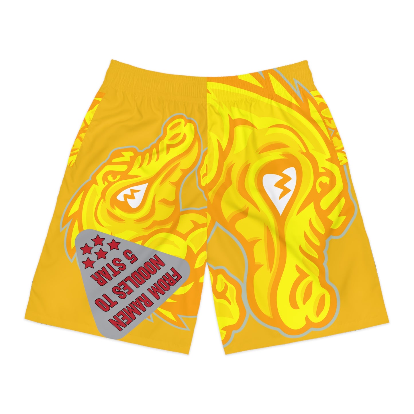 Yellow Flawdawear Limited Edition OG Flawda Mane “From Ramen Noodles To 5 Star” Men’s Jogguz Playuz Shorts
