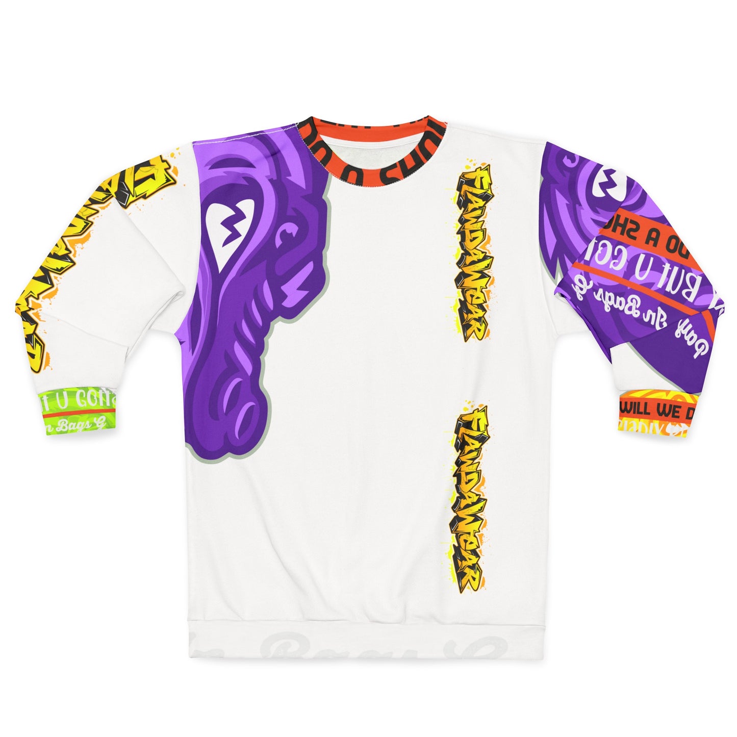 White Flawdawear Limited Edition OG Rich Daddy “Will We Do A Show Gladly But U Gotta Pay Us In Bags G” Unisex Playuz Sweatshirt