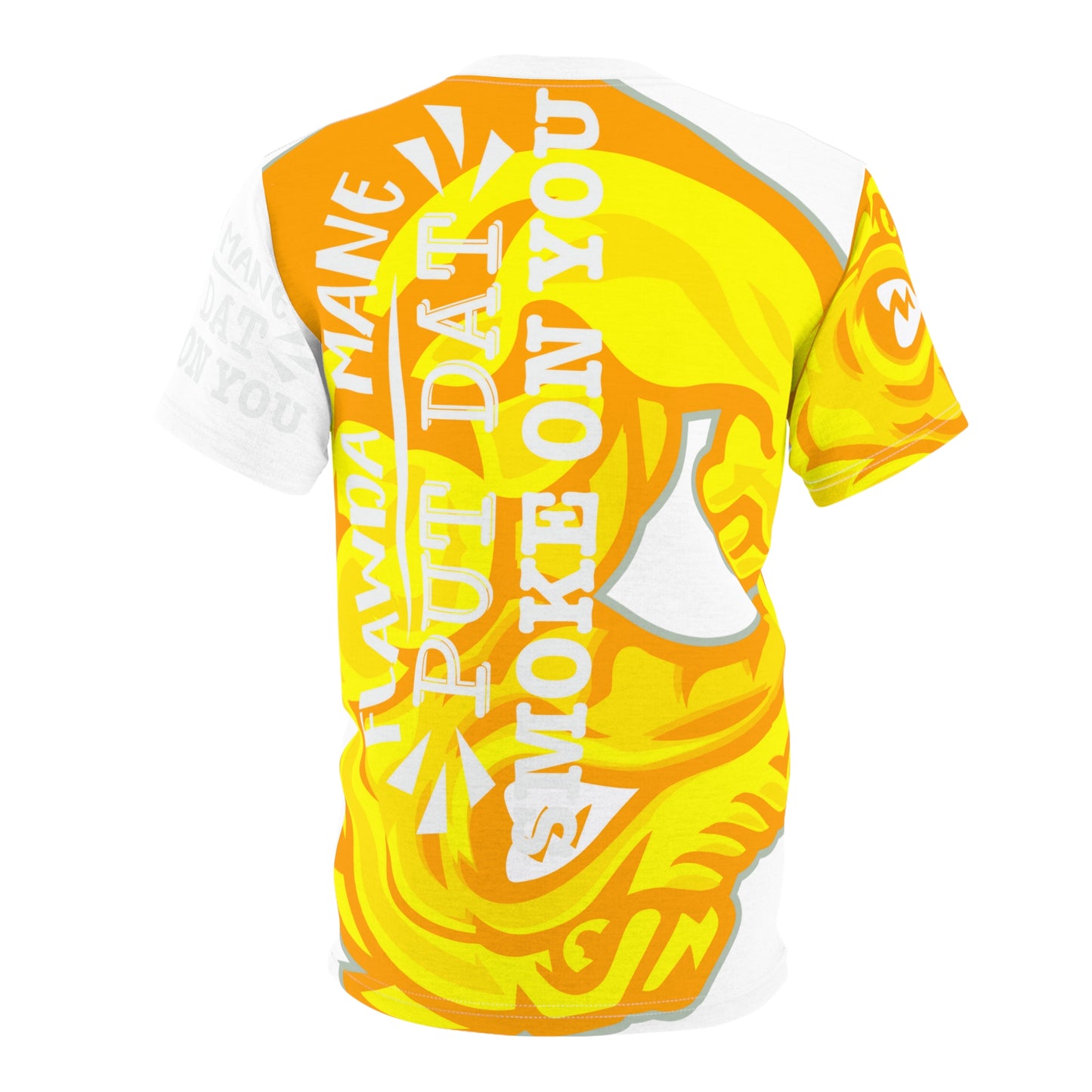 White/Yellow Flawdawear Limited Edition OG Alligator Playuz “Flawda Mane Put Dat Smoke On You” Unisex Cut & Sew Playuz Tee