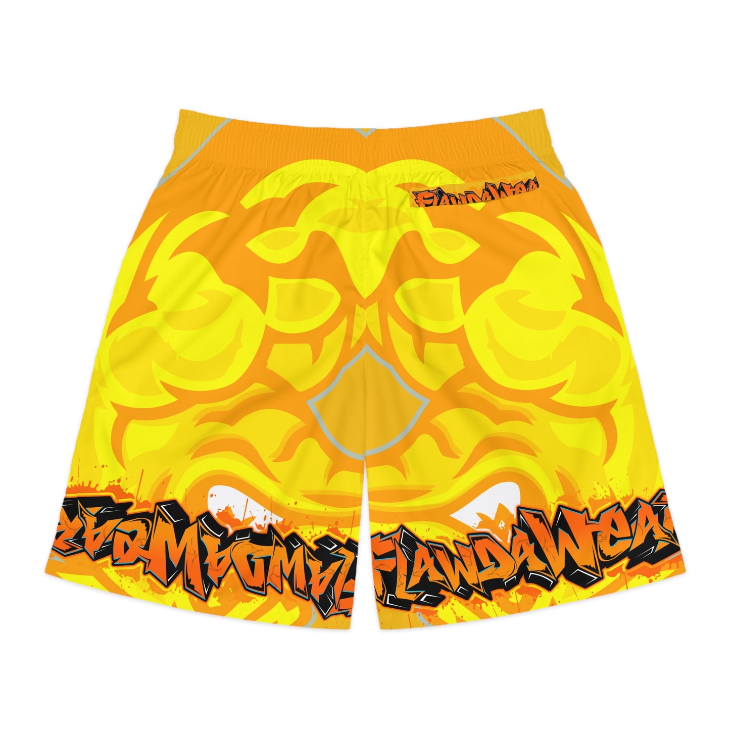 Yellow Flawdawear Limited Edition OG Flawda Mane “Ribs Cook’n N’ Men’s Jogguz Playuz Shorts