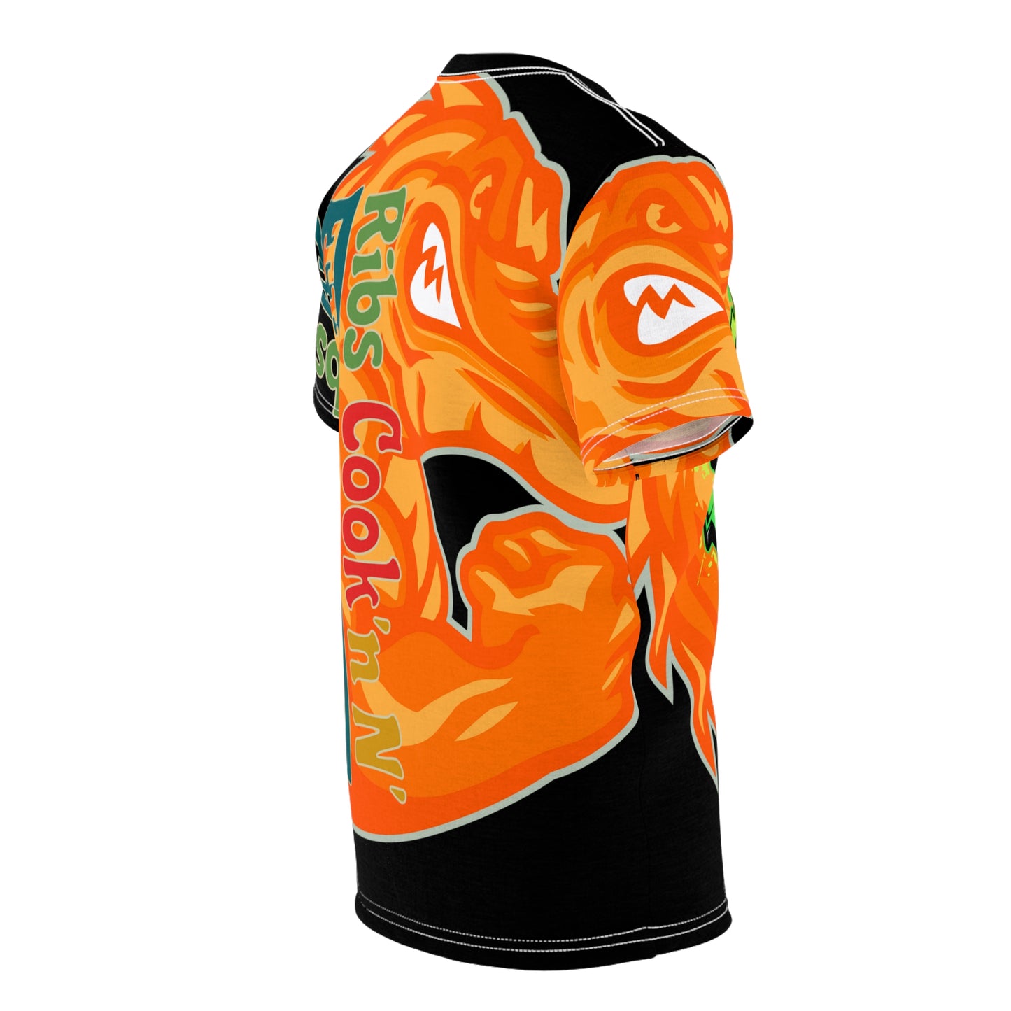 Black/Orange Flawdawear Limited Edition OG Flawda Mane “Ribs Cook’n N’ Tha Yard” Unisex Cut & Sew Playuz Tee