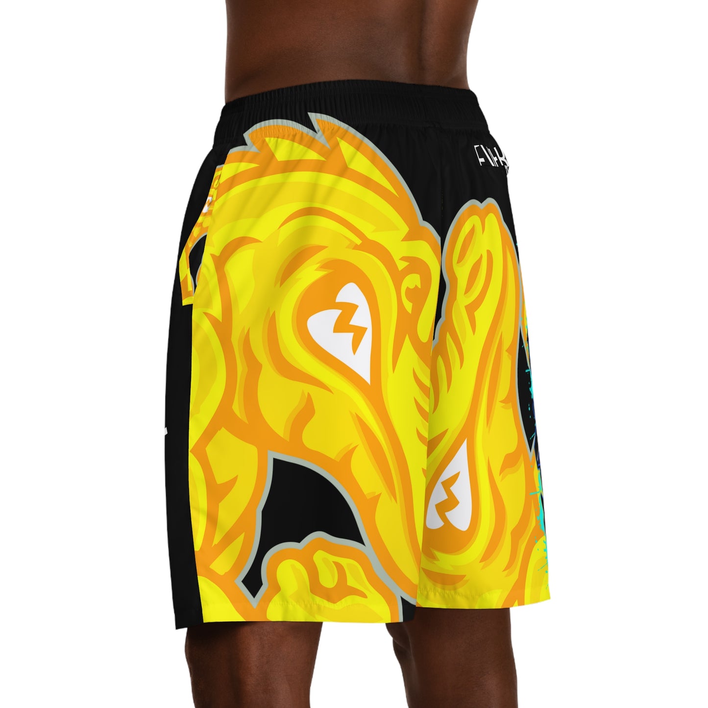 Black/Yellow Flawdawear Limited Edition OG Flawda Mane “Everybody Know Me” Men’s Jogguz Playuz Shorts