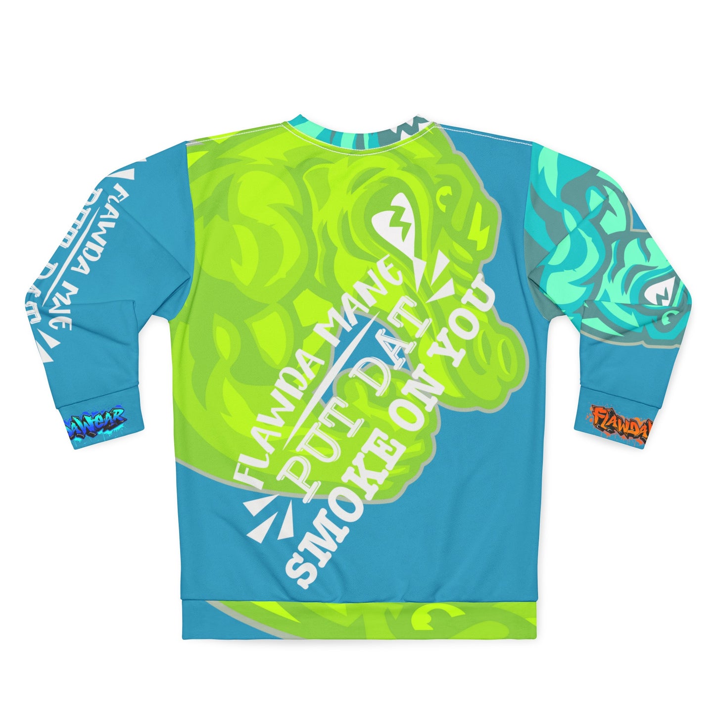 Turquoise Flawdawear Limited Edition OG Alligator Playuz “Flawda Mane Put Dat Smoke On You” Unisex Playuz Sweatshirt