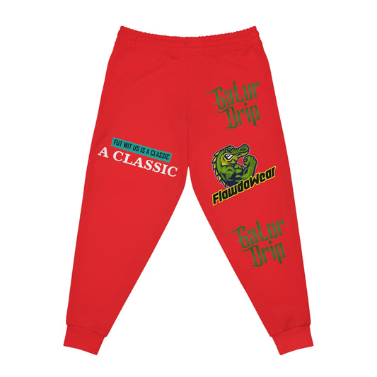Red Flawdawear x Gator Drip Supa-Heavy Excess-Stunna Hypa-Flex Limited Edition OG Alligator Playuz "Fut Wit Us Is A Classic" Athletic Playuz Joggers