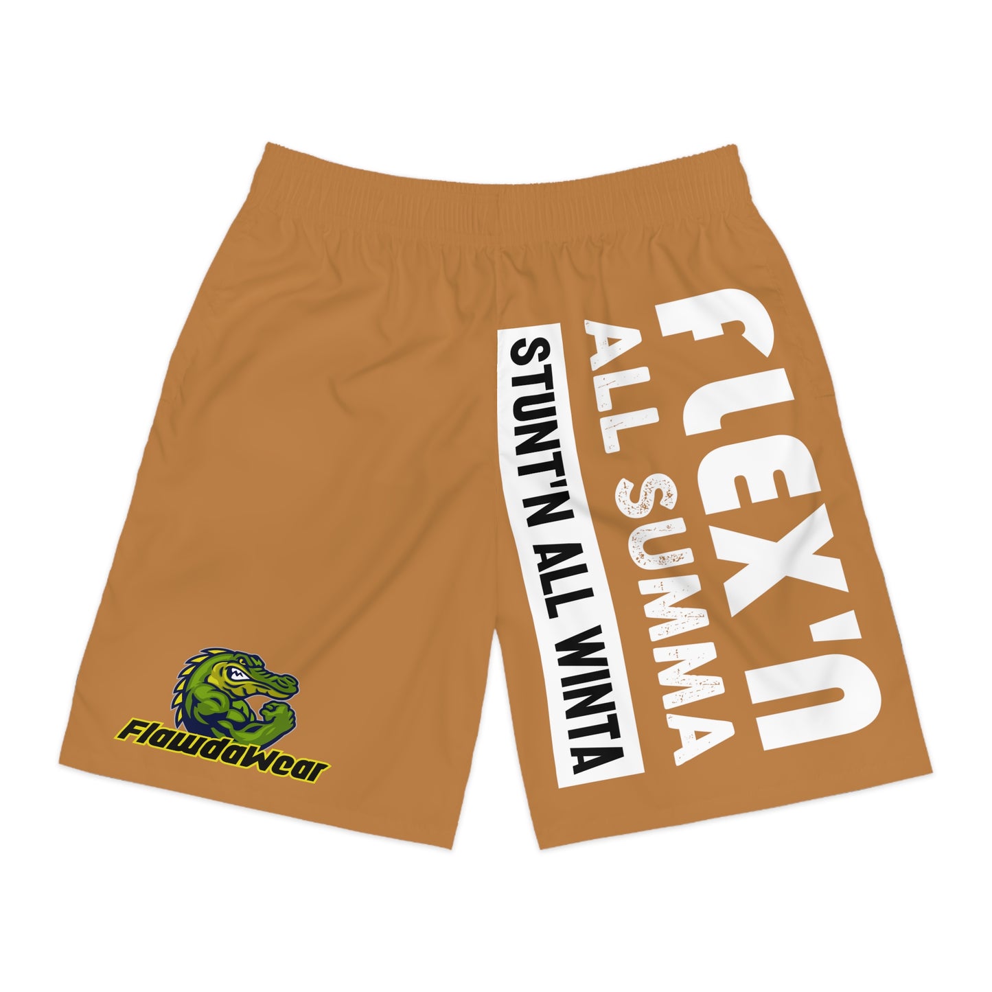 Light Brown Flawdawear Alligator Playuz “Flex’n All Summa Stunt’n All Winta ” Limited Edition OG Men’s Jogguz Playuz Shorts