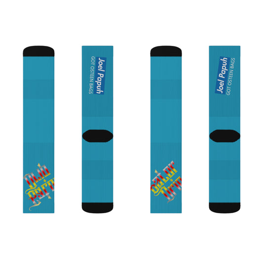 Turquoise Gator Drip Supa-Heavy Excess-Stunna Hypa-Flex Limited Edition OG Rich Daddy “Joel Papuh Got Osteen Bags” Medium Playuz Socks