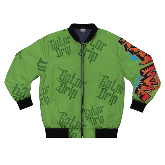 Light Green Gator Drip Exclusive Supa-Heavy Excess-Stunna Hypa-Flex Limited Edition OG Flawda Mane “Swamp Souljuz Collection” Men’s Bomber Playuz Jacket