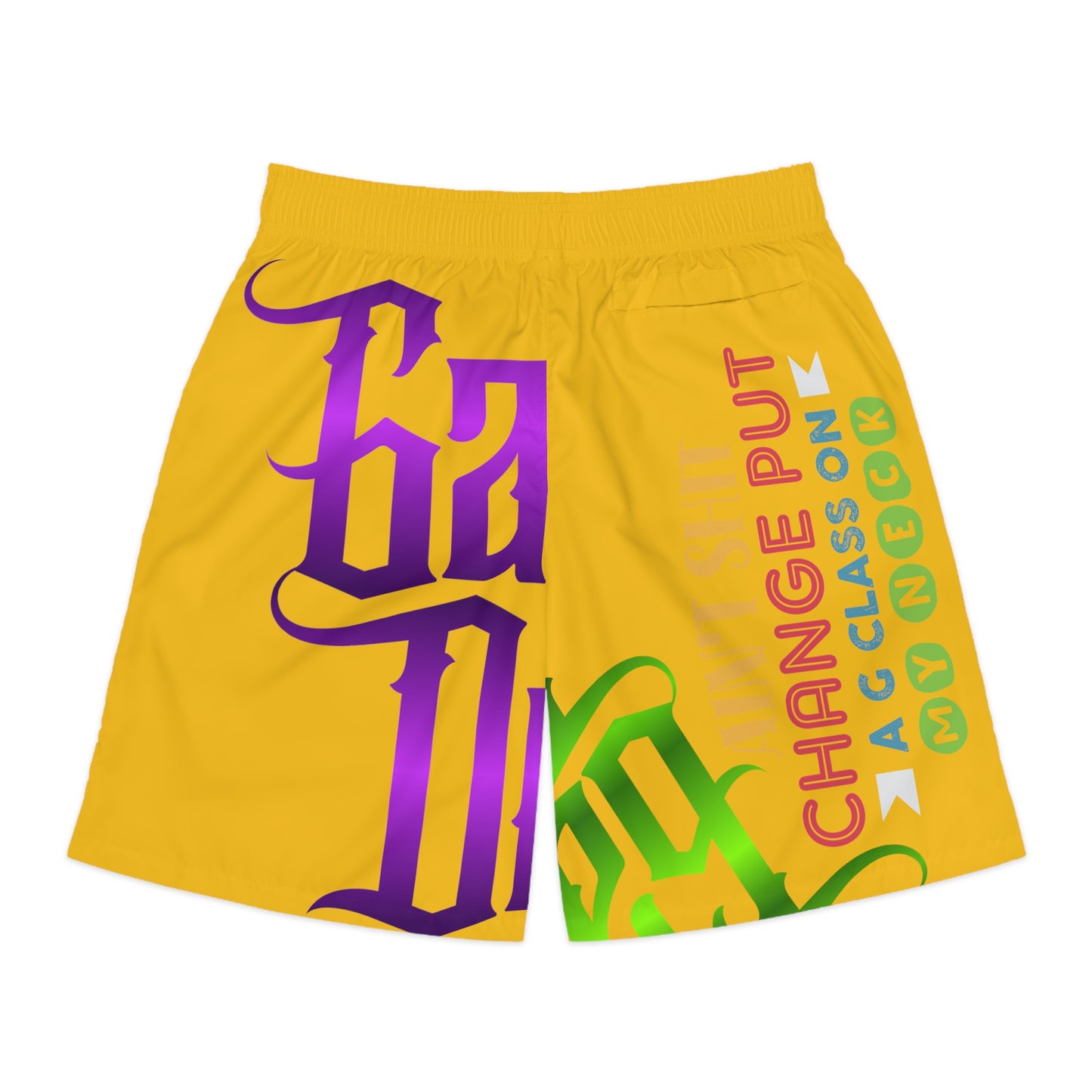 Yellow Gator Drip Exclusive Supa-Heavy Excess-Stunna Flex Alligator Playuz Limited Edition OG Multi-Logo Flawda Mane “Ain’t Shit Change Put A G-Class On My Neck” Men’s Jogguz Playuz Shorts