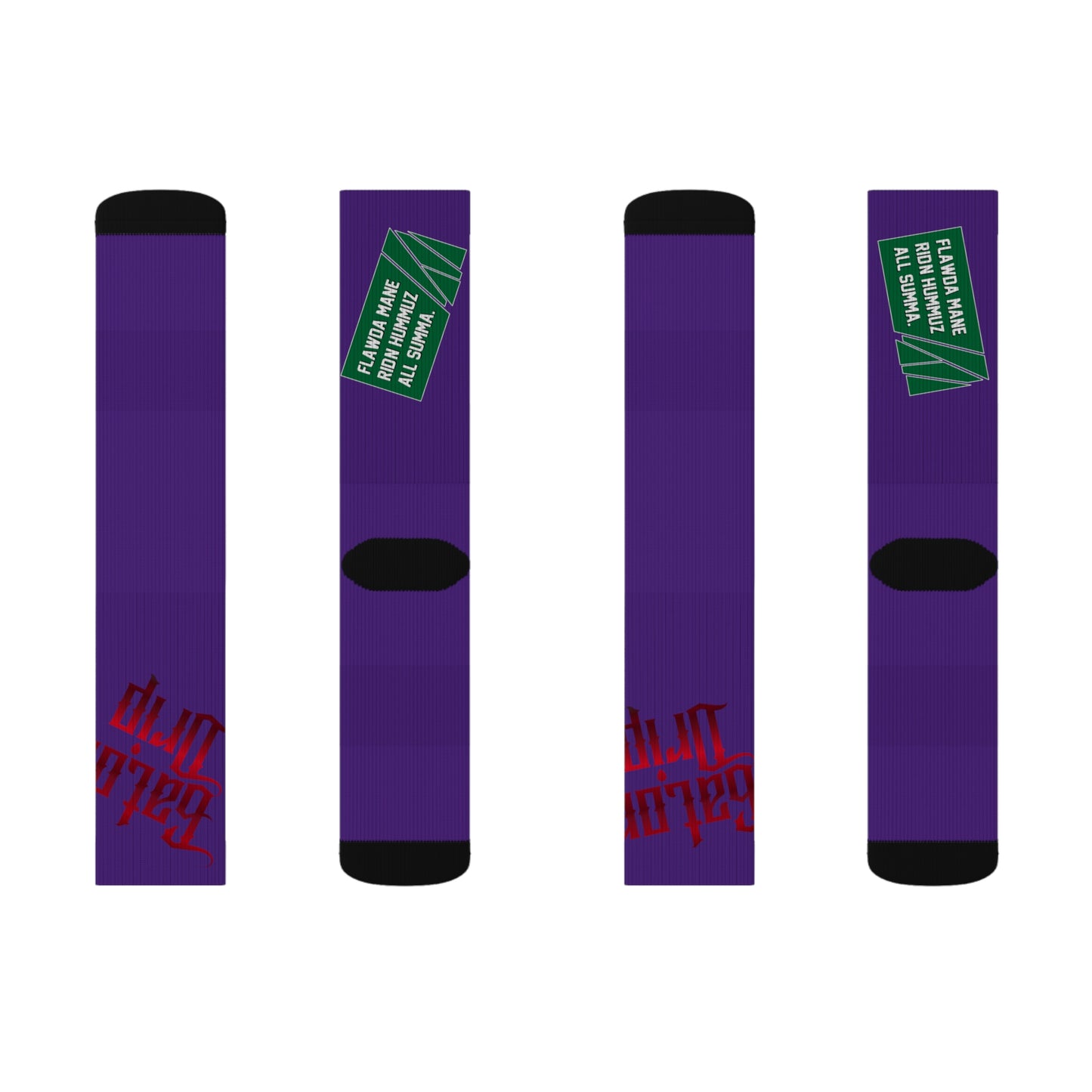 Purple Gator Drip Supa-Heavy Excess-Stunna Hypa-Flex Limited Edition OG Flawda Mane “Flawda Mane Ridn Hummuz All Summa.” Medium Playuz Socks