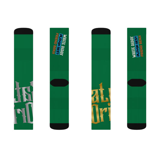 Dark Green Gator Drip Supa-Heavy Excess-Stunna Hypa-Flex Limited Edition OG Rich Daddy “White Diddy Playuh Best Friend Benji” Medium Playuz Socks