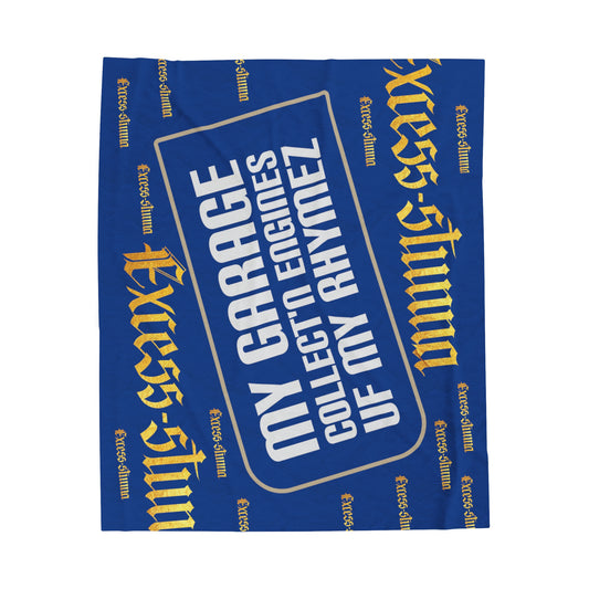 Dark Blue Gator Drip Exclusive Supa-Heavy Excess-Stunna Hypa-Flex Limited Edition OG Alligator Playuz “My Garage Collect’n Engines Uf My Rhymes” Velveteen Plush Playuz Blanket