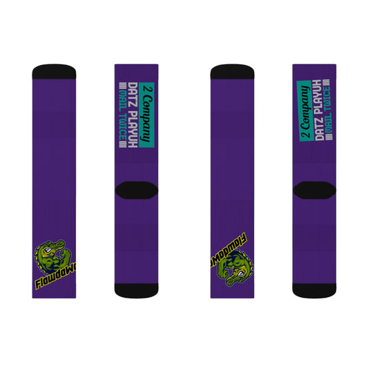 Purple Flawdawear Limited Edition OG Rich Daddy “2 Company Datz Playuh Mail Twice” Medium Playuz Socks