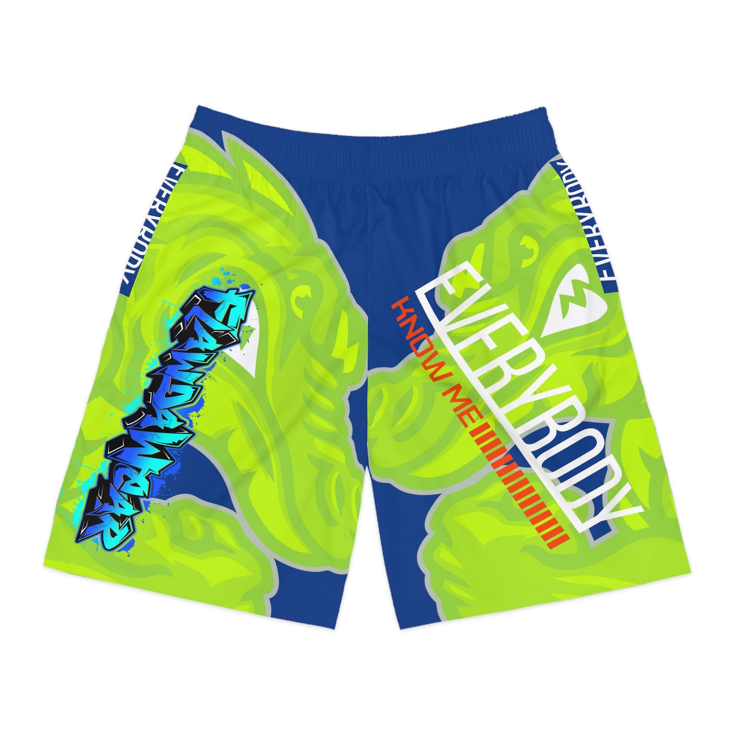 Blue/Lime Flawdawear Limited Edition OG Flawda Mane “Everybody Know Me” Men’s Jogguz Playuz Shorts