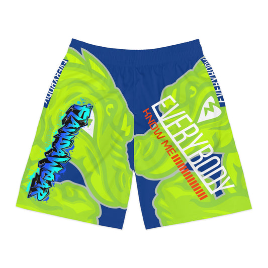Blue/Lime Flawdawear Limited Edition OG Flawda Mane “Everybody Know Me” Men’s Jogguz Playuz Shorts