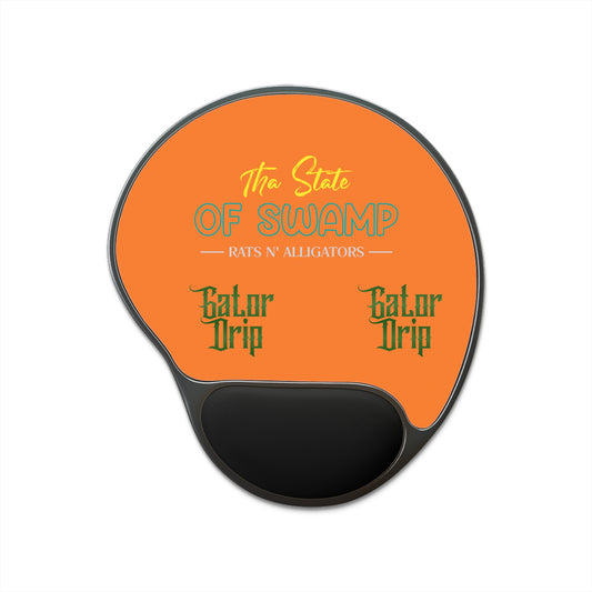 Orange Gator Drip Exclusive Supa-Heavy Excess-Stunna Hypa-Flex Limited Edition OG Flawda Mane "Tha State Of Swamp Rats N' Alligators" Mouse Pad With Playuz Wrist Rest