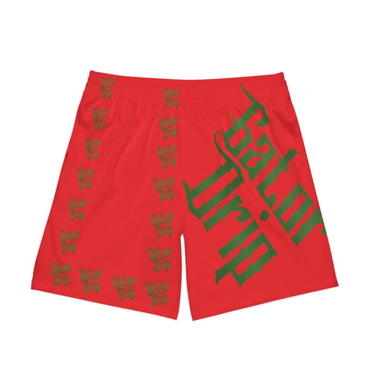 Red Gator Drip Exclusive Supa-Heavy Excess-Stunna Hypa-Flex Limited Edition OG Flawda Mane "Flawda Mane Rill Park'n Carz N' Tha Grass" Men's Elastic Beach Playuz Shorts