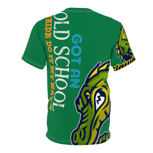 Dark Green Flawdawear Limited Edition OG Flawda Mane “Got An Old School Ride Do It My Way” Unisex Cut & Sew Playuz Tee