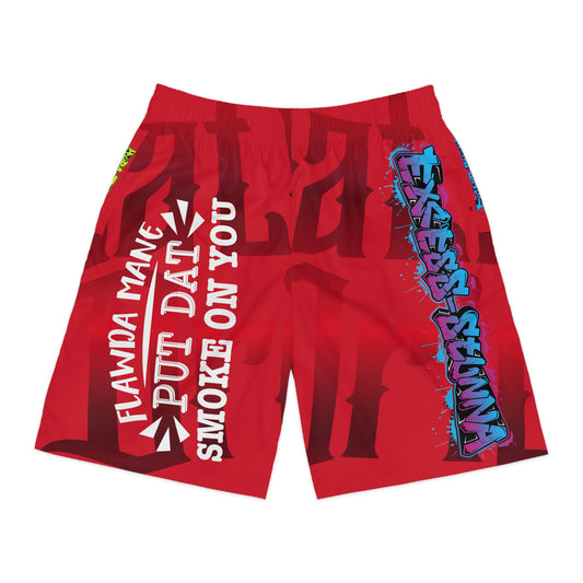 Red Gator Drip Exclusive Supa-Heavy Excess-Stunna Hypa-Flex Limited Edition OG Alligator Playuz “Flawda Mane Put Dat Smoke On You” Men’s Jogguz Playuz Shorts
