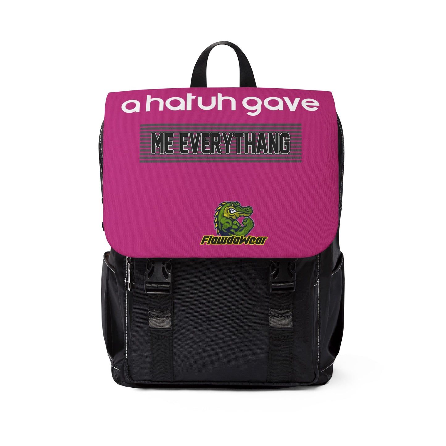 Pink/Black Flawdawear x Gator Drip Supa-Heavy Excess-Stunna Hypa-Flex Limited Edition OG Flawda Mane "A Hatuh Gave Me Everythang" Unisex Casual Shoulder Playuz Backpack