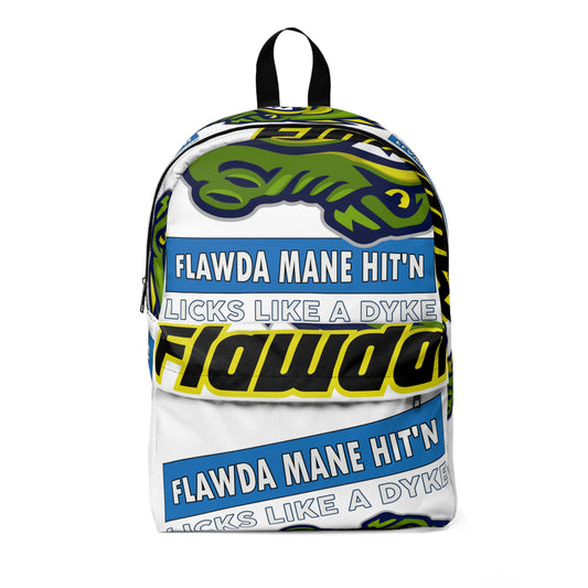White Flawdawear Limited Edition OG "Flawda Mane Hit'n Licks Like A Dyke" Classic Backpack