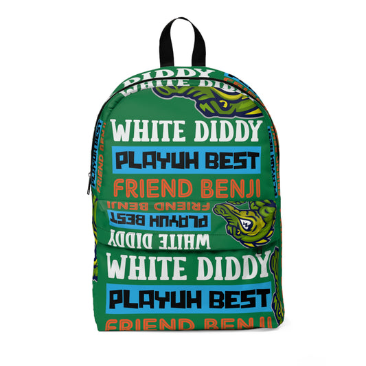 Green Flawdawear Limited Edition OG Rich Daddy "White Diddy Playuh Best Friend Benji" Classic Backpack