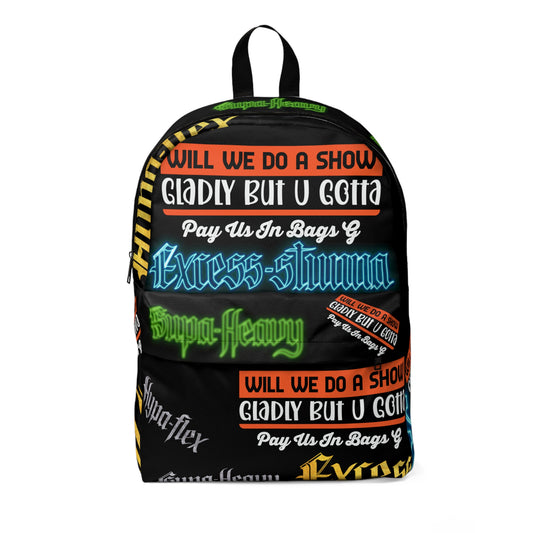 Black Gator Drip Exclusive Supa-Heavy Excess-Stunna Hypa-Flex Limited Edition OG Rich Daddy “Will We Do A Show Gladly But U Gotta Pay Us In Bags G” Classic Playuz Backpack