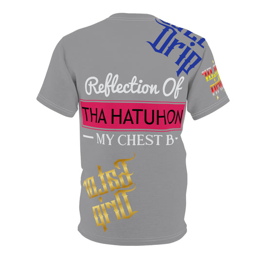 Grey Gator Drip Exclusive Supa-Heavy Excess-Stunna Flex Alligator Playuz Limited Edition OG Multi-Logo Rich Daddy “Reflection Of Tha Hatuh On My Chest B" Unisex Cut & Sew Playuz Tee