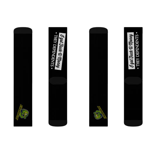 Black Flawdawear Limited Edition OG Rich Daddy “I Got Fuck U Money They Dependents” Medium Playuz Socks
