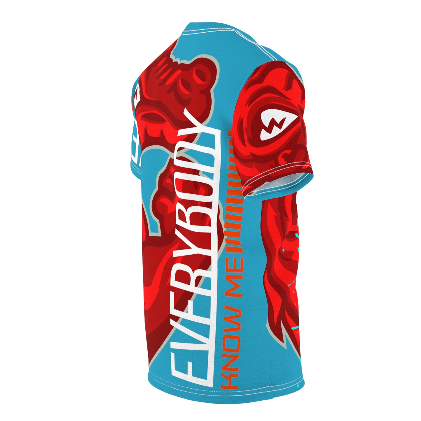 Turquoise/Red Flawdawear Limited Edition OG Flawda Mane “Everybody Know Me” Unisex Cut & Sew Playuz Tee