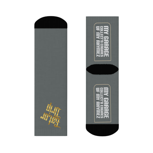 Dark Grey Gator Drip Supa-Heavy Excess-Stunna Hypa-Flex Limited Edition OG Alligator Papuh Playuz "My Garage Collect'n Engines Uf My Rhymez" Playuz Socks