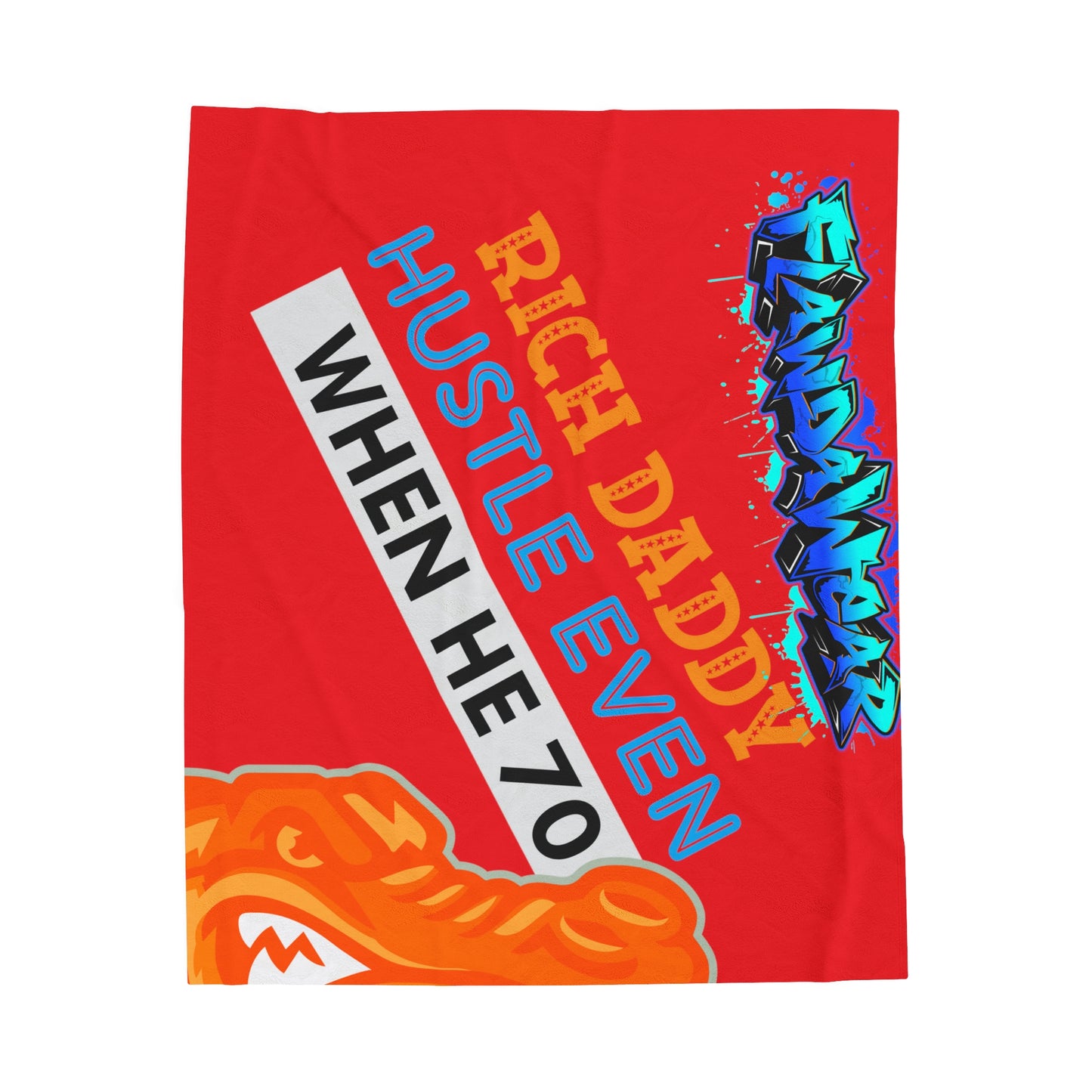 Red Flawdawear Limited Edition OG Rich Daddy “Rich Daddy Hustle Even When He 70” Velveteen Plush Playuz Blanket