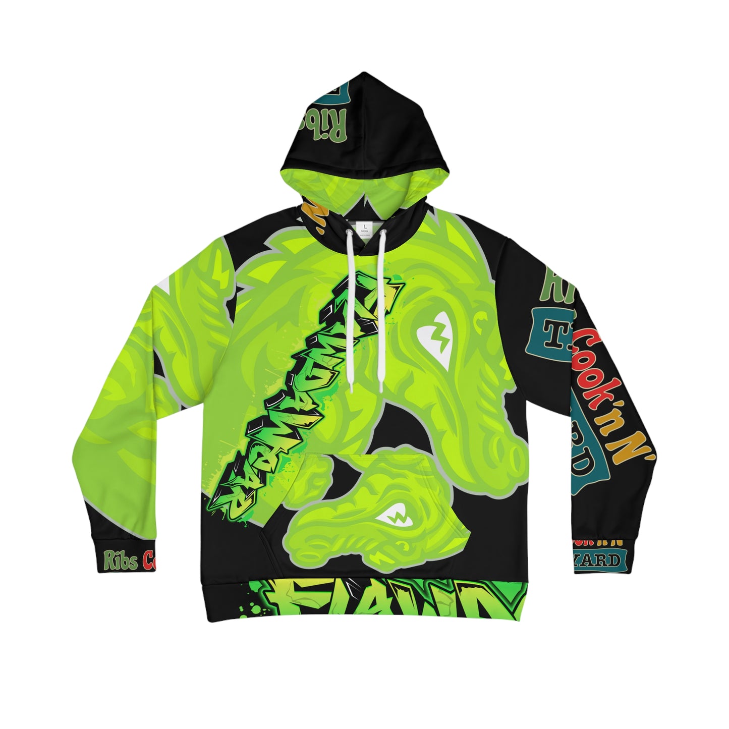 Black/Lime Flawdawear Limited Edition OG Flawda Mane “Ribs Cook’n N’ Men's Playuz Hoodie