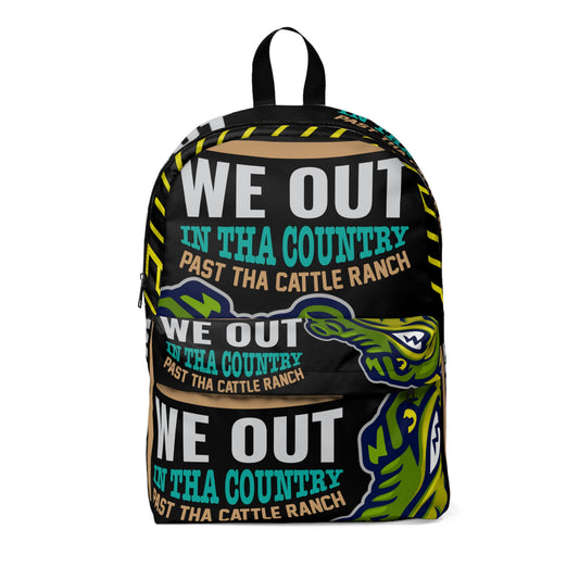 Black Flawdawear Limited Edition OG Rich Daddy "We Out In Tha Country Past Tha Cattle Ranch" Classic Backpack