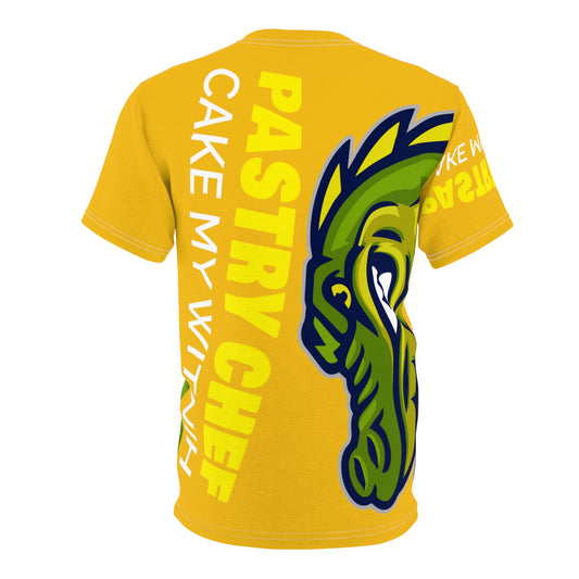 Yellow Flawdawear Limited Edition OG Rich Daddy “Pastry Chef Cake My Witnih” Unisex Cut & Sew Playuz Tee