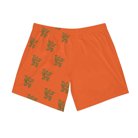 Orange Flawdawear x Gator Drip Supa-Heavy Excess-Stunna Hypa-Flex. Limited Edition OG Rich Daddy "My Papuh Do Push-Ups N' Tha Yard Like A OG" Men's Elastic Beach Playuz Shorts