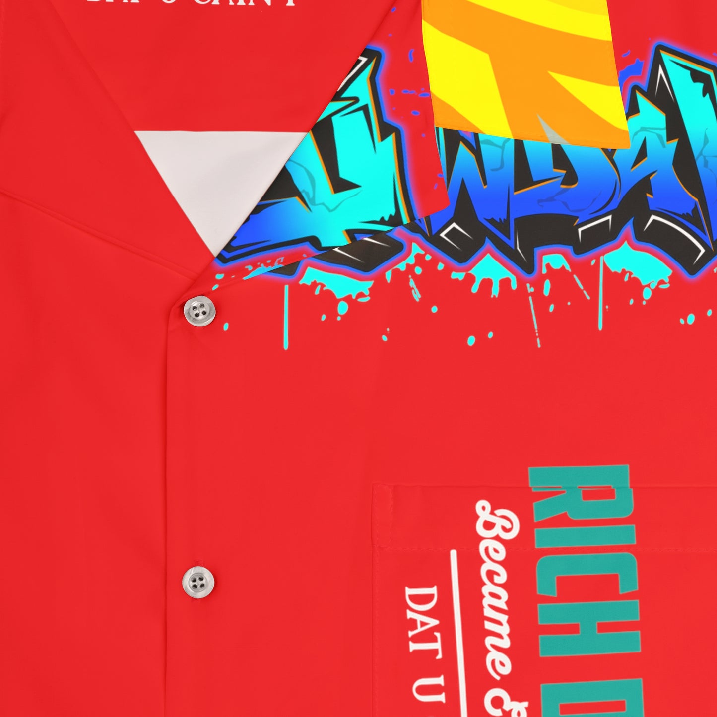 Red Flawdawear Limited Edition OG Flawda Mane Rich Daddy “Rich Daddy Became Everythang Dat U Cain’t” Men’s Hawaiian Playuz Shirt