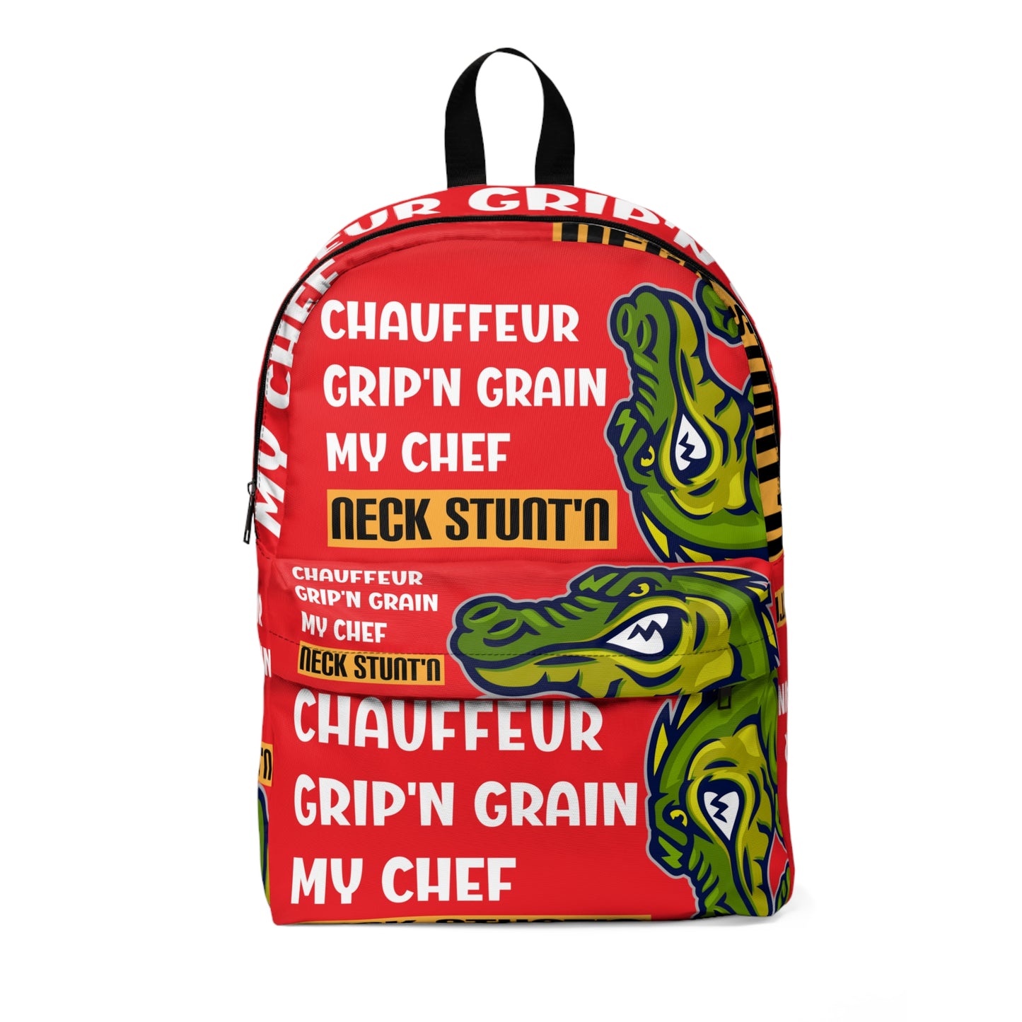 Red Flawdawear Limited edition OG Rich Daddy "Chauffeur Grip'n Grain My Chef Neck Stunt'n" Classic Backpack