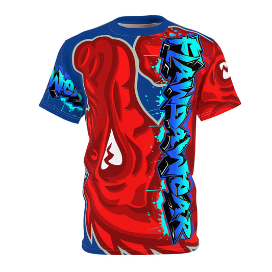 Blue/Red Flawdawear Limited Edition OG Alligator Playuz “Flawda Mane Put Dat Smoke On You” Unisex Cut & Sew Playuz Tee