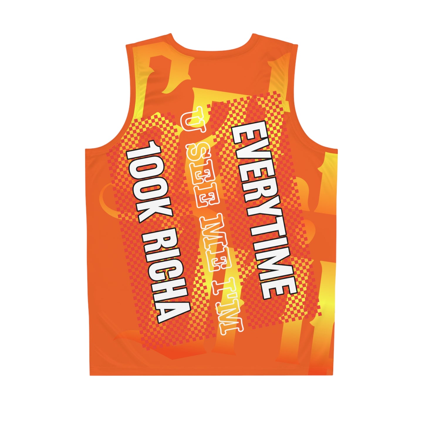 Orange Gator Drip Exclusive Supa-Heavy Excess-Stunna Hypa-Flex Limited Edition OG Rich Daddy “Everytime U See Me I’m 100k Richa" Basketball Playuz Jersey