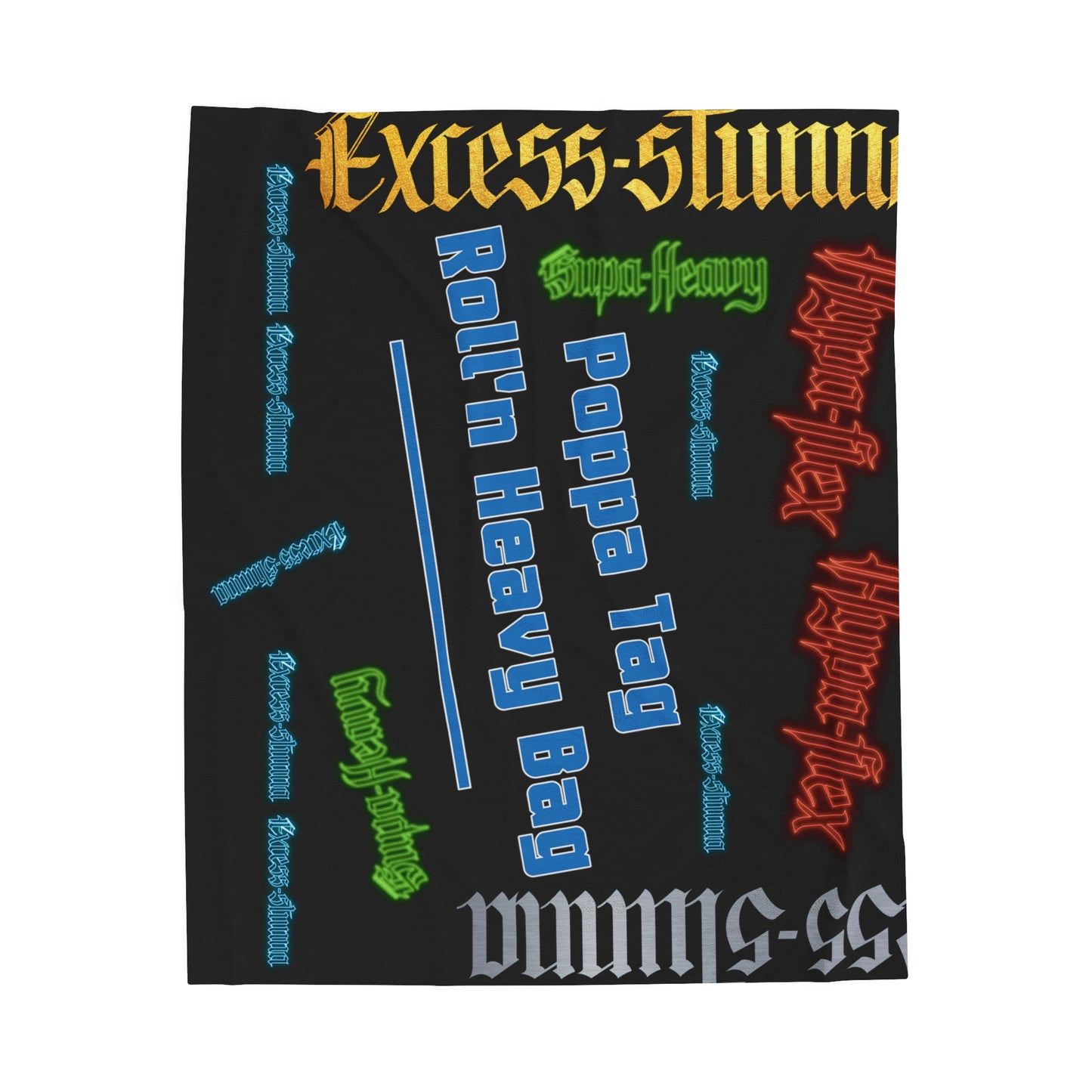 Black Gator Drip Exclusive Supa-Heavy Excess-Stunna Hypa-Flex Limited Edition OG Alligator Playuz “Poppa Tag Roll’n Heavy Bag” Velveteen Plush Playuz Blanket