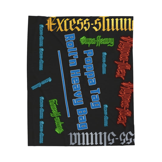 Black Gator Drip Exclusive Supa-Heavy Excess-Stunna Hypa-Flex Limited Edition OG Alligator Playuz “Poppa Tag Roll’n Heavy Bag” Velveteen Plush Playuz Blanket