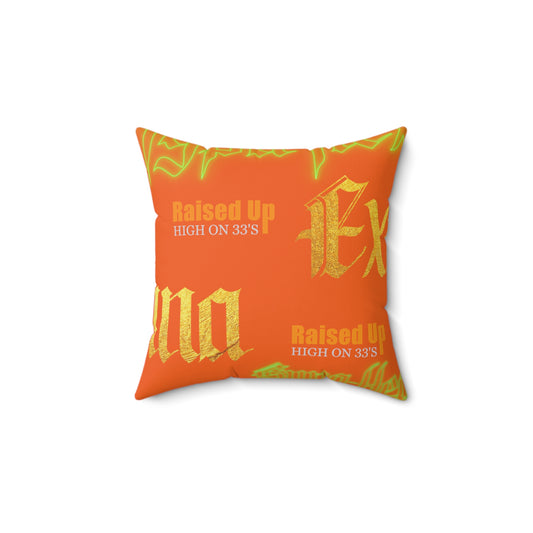 Orange Gator Drip Exclusive Supa-Heavy Excess-Stunna Hypa-Flex Limited Edition OG Flawda Mane “Raised Up High On 33’s” Spun Polyester Square Playuz Pillow
