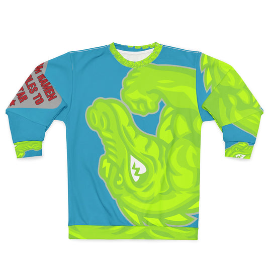 Turquoise/Lime Flawdawear Limited Edition OG Flawda Mane “From Ramen Noodles To 5 Star” Unisex Playuz Sweatshirt