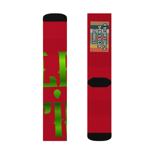 Dark Red Gator Drip Supa-Heavy Excess-Stunna Hypa-Flex Limited Edition OG Rich Daddy “4 Star Lunch Den 5 Star Dinnuz” Medium Playuz Socks