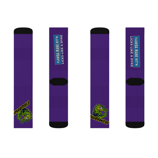 Purple Flawdawear Limited Edition OG Flawda Mane “Flawda Mane Hit’n Licks Like A Dyke” Medium Playuz Socks